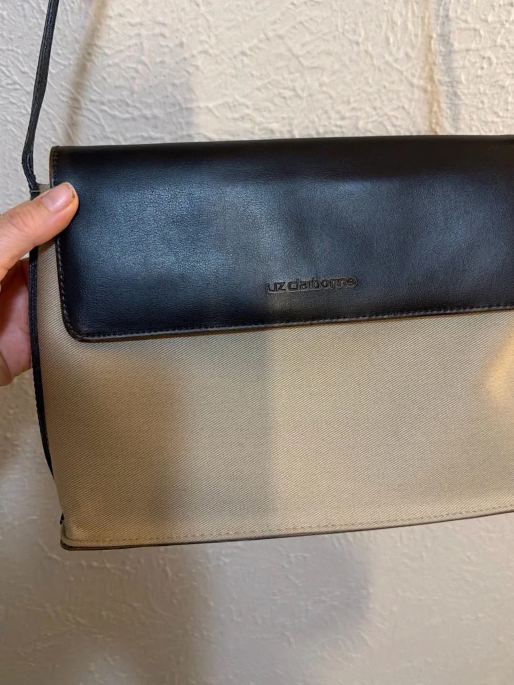 Leather Contrast Flap Crossbody Bag - Brown & Tan
